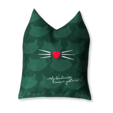 Coussin vert pour chat