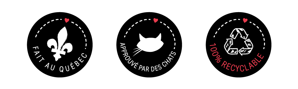 Produit fait au Québec accessoire pour chat produit recyclable pour chat article pour amoureux des chats 100% recyclable